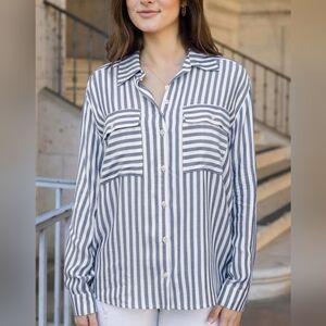 Grace & Lace Seaside Striped Button-Up Shirt